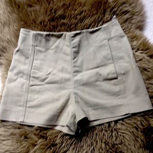 Aritzia Babaton Pleated Tan Dress Shorts with Pockets
